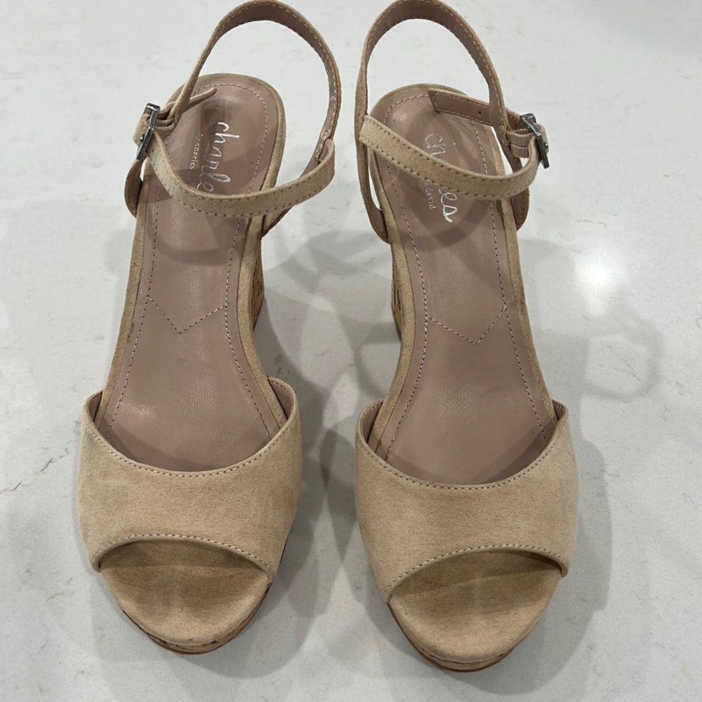 Charles by Charles David Lambert Textured Cork Wedge Ankle Strap Sandal Size 7
